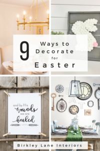 Add some farmhouse style Easter decor to your home with these stylish DIY Easter decorations! There are so many cute ideas to decorate your home and front porches for easter! #birkleylaneinteriors #easter #decor #diy #homedecor #easterdecor #decoratingideas #frontporch #farmhousedecor