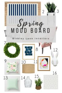 Find Spring decor ideas for your home with my gorgeous Spring mood board! You’ll love how these Spring decorating ideas will brighten and freshen up the feel and look of your home! #birkleylaneinteriors #spring #decor #decoratingideas #moodboard #shoppingguide #interiordecorating #homedecor #decoraccents #springdecor #farmhousedecor