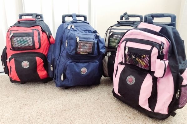 72 hour kits in roller backpacks